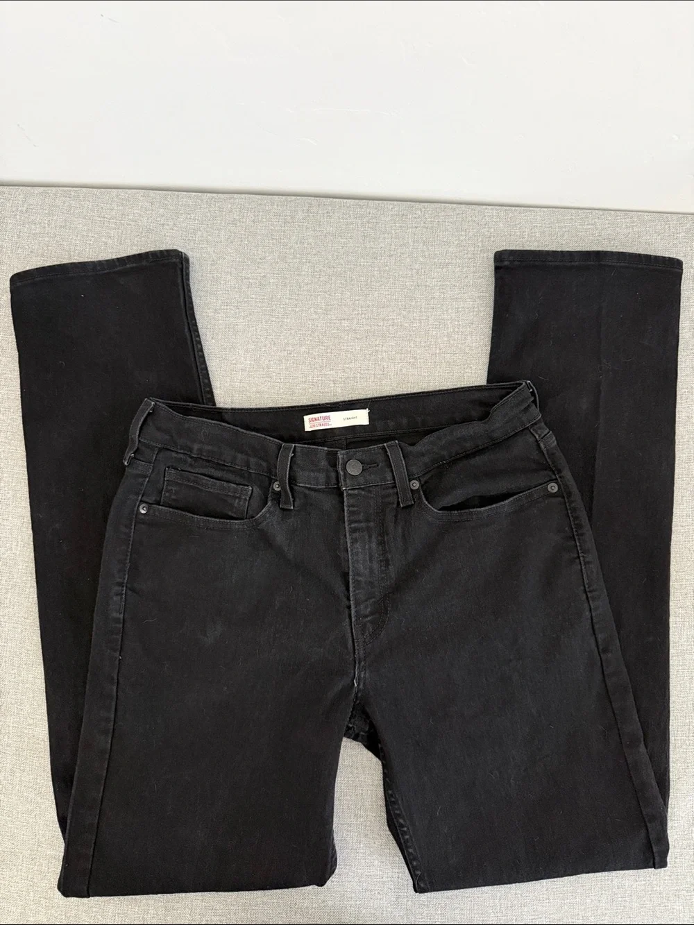 Signature by Levi Strauss Black Straight-Leg Jeans 32x34